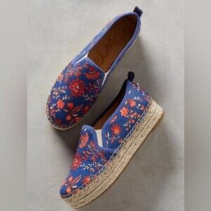 Sam Edelman Carrin Blue‎ Floral Slip-On Espadrilles Size 7.5